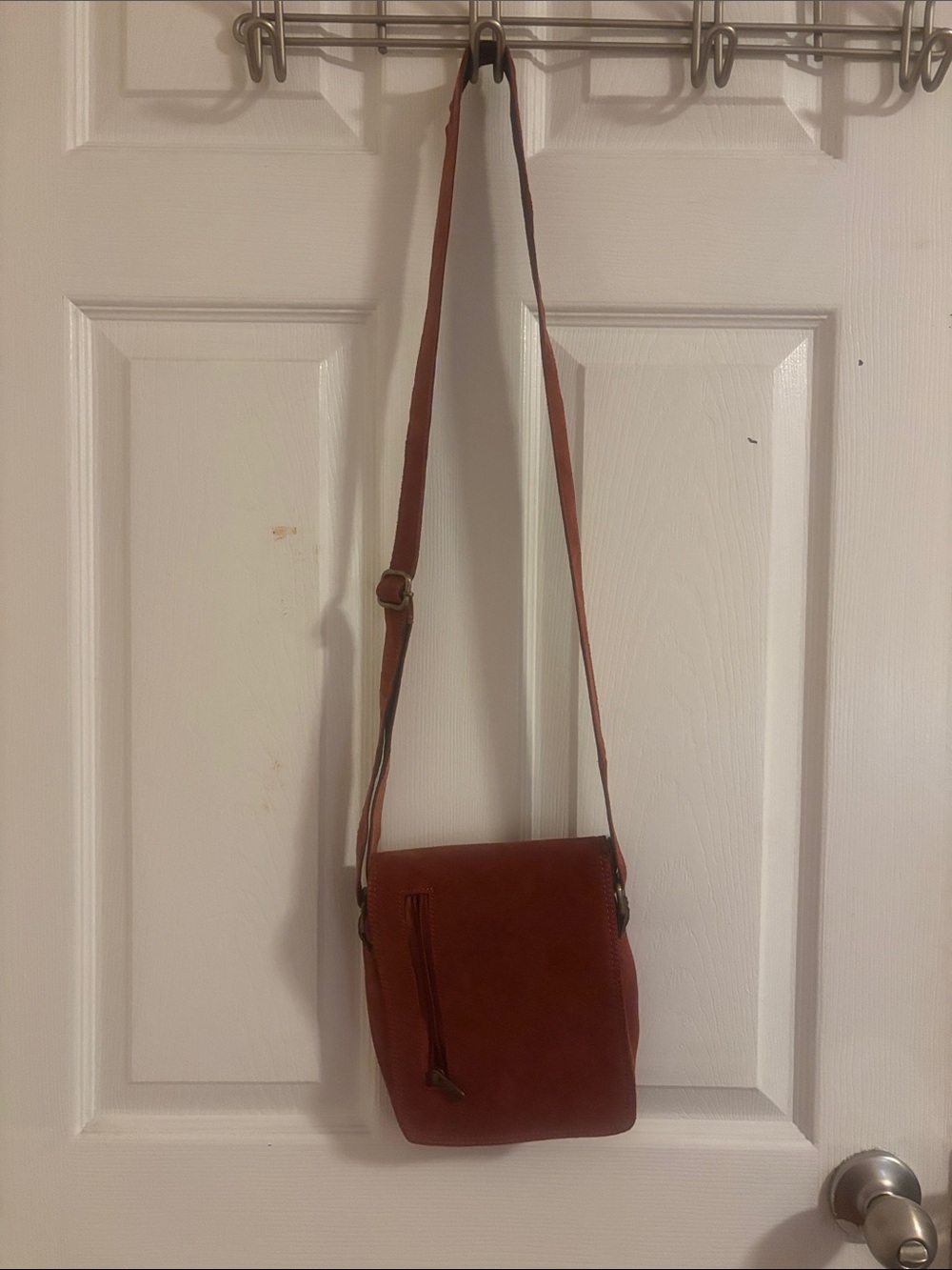 Compact Brown Leather Crossbody Bag